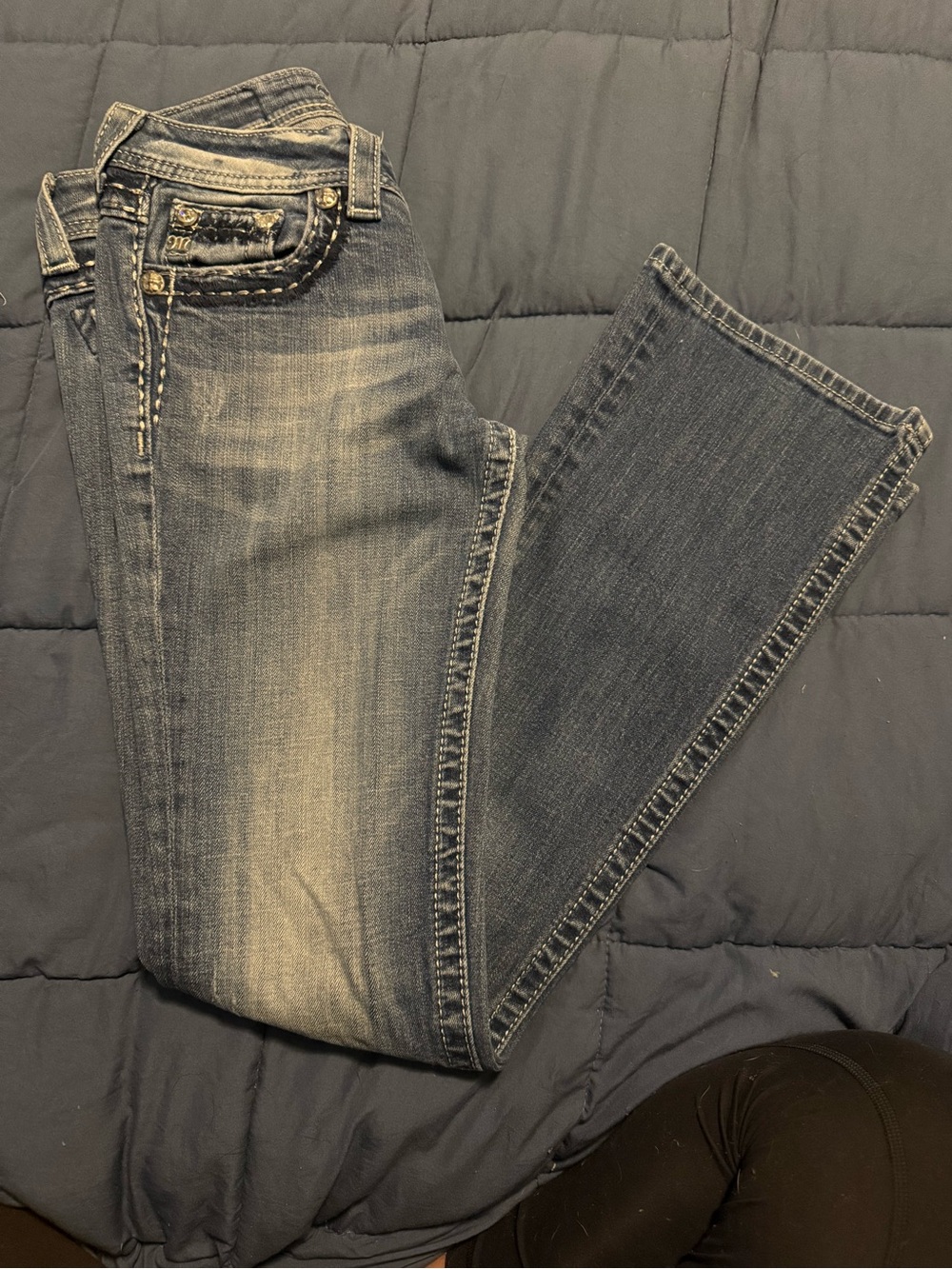 Miss Me Medium Blue Boot Cut Jeans with Embellished Pocket - Picture 5 of 14